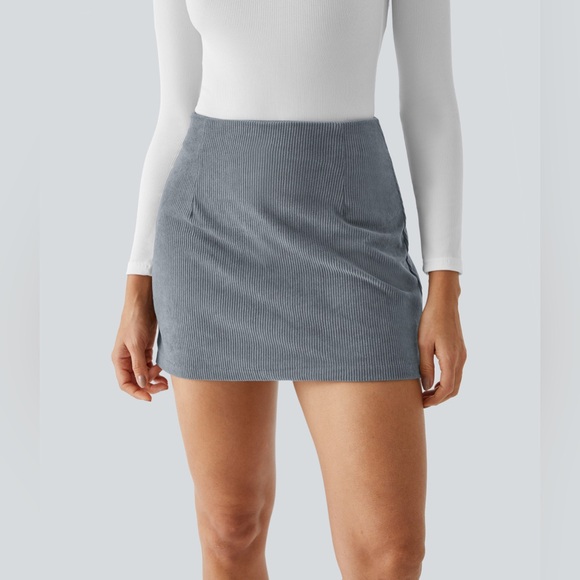 HALARA Dresses & Skirts - High Waisted 2-in-1 A Line Mini Corduroy Casual
Skirt Small